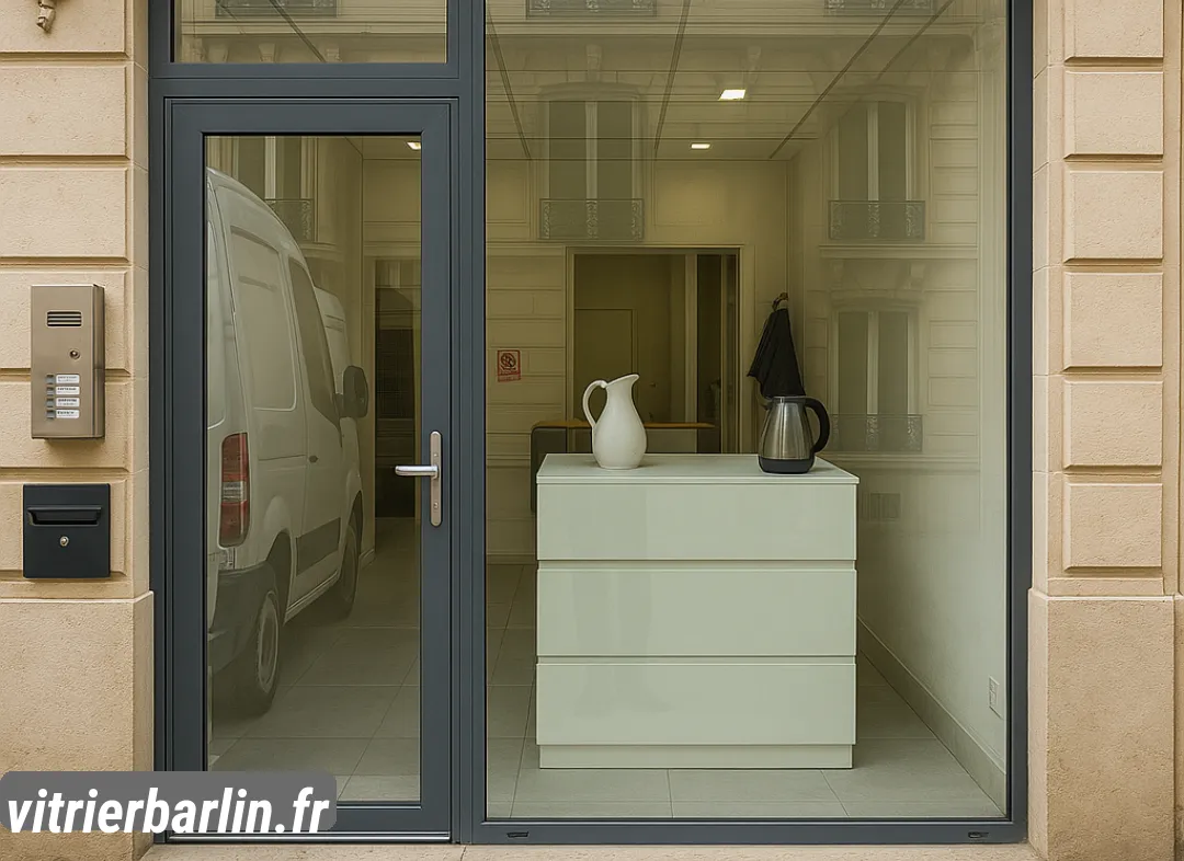 Façade vitrine de magasin en aluminium sur mesure à Barlin